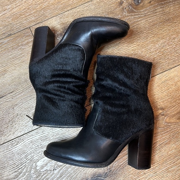 All Saints Black Hessian Pony Hair Two Tone Ankle Boots Size 36/6 - Picture 3 of 8